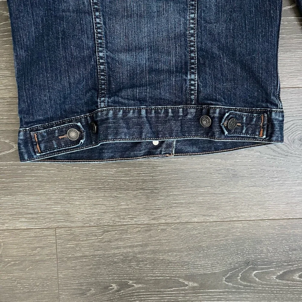 Old Navy  jean jacket womens XS Trucker‎ medium dark stretch denim Old School - Picture 7 of 12